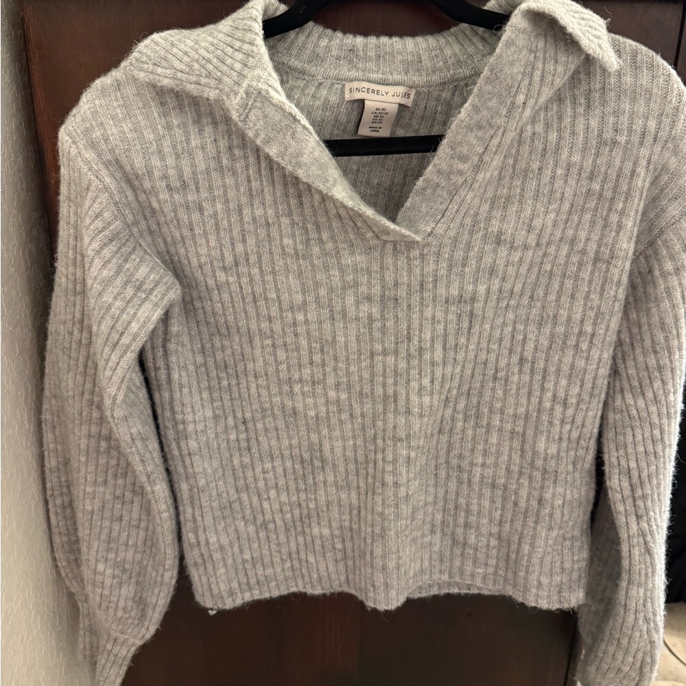 Sincerely Jules Light Gray V-Neck Sweater